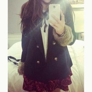 Forever 21 medium fur trimmed coat buttons